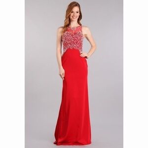 𝅺1676 Red Beaded Gown